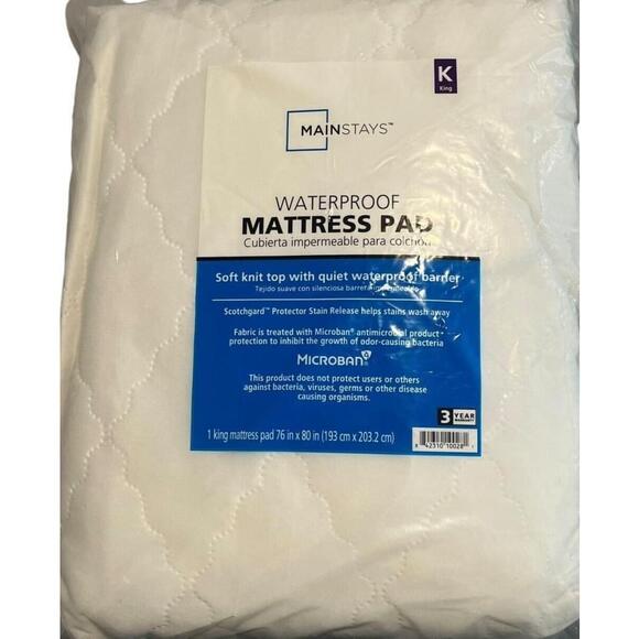 Mainstays Bedding Mainstays Waterproof Mattress Pad White Quilted